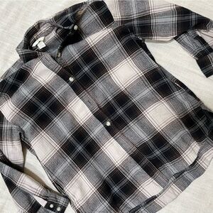 H&M Oversized Checkered Shirt Jacket with pockets in Black White Brown